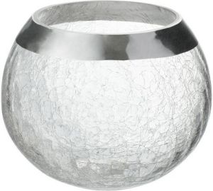 J-Line Kaarshouder Bol Craquele Glas Transparant|Zilver Large