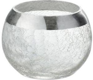 J-Line Kaarshouder Bol Craquele Glas Transparant|Zilver Small
