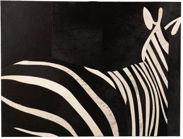 J-Line Kader Rechthoek Zebra Leder Zwart Wit 120x90 CM