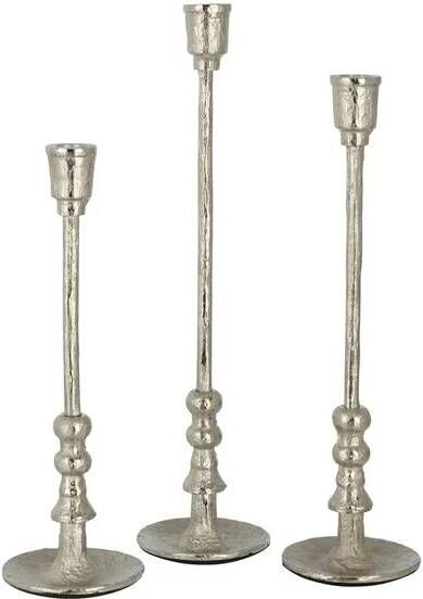 J-Line kandelaar Becca aluminium zilver 3 stuks