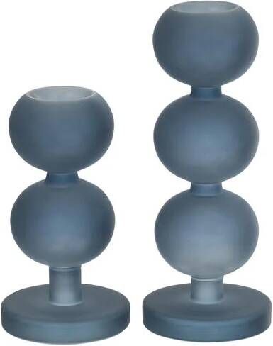 J-Line kandelaar Malik glas blauw set van 2