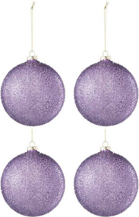 J-Line Kerstballen glas| parels paars L 4x