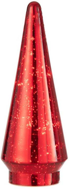 J-Line decoratie Kerstboom glas rood LED lichtjes large