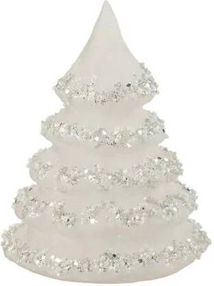 J-Line Kerstboom lijnen glitter|wit|zilver glas small