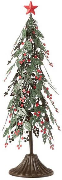 J-Line kerstboom Op Voet Blaadjes metaal groen|rood small