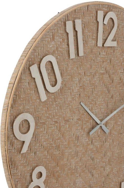 J-Line klok Riet Rond hout naturel|wit large Ø 91.5 cm
