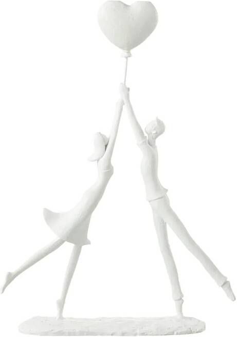 J-Line decoratie Koppel Staand Hart Ballon polyresin wit