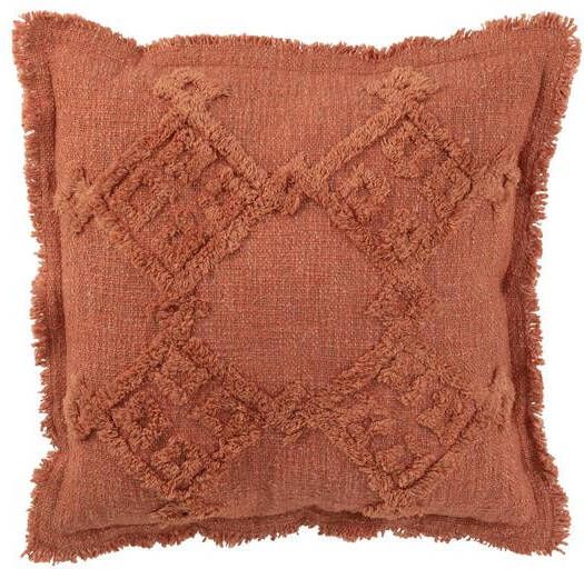 J-Line kussen Franjes katoen terracotta