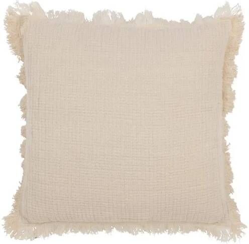 J-Line kussen Franjes Mousseline katoen lichtbeige