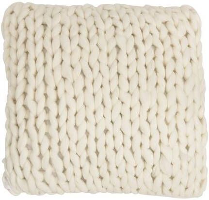 J-Line Kussen Gebreid Acryl Wit