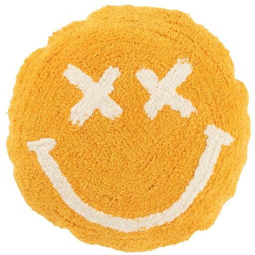 J-Line kussen Smiley Getuft katoen oranje|wit