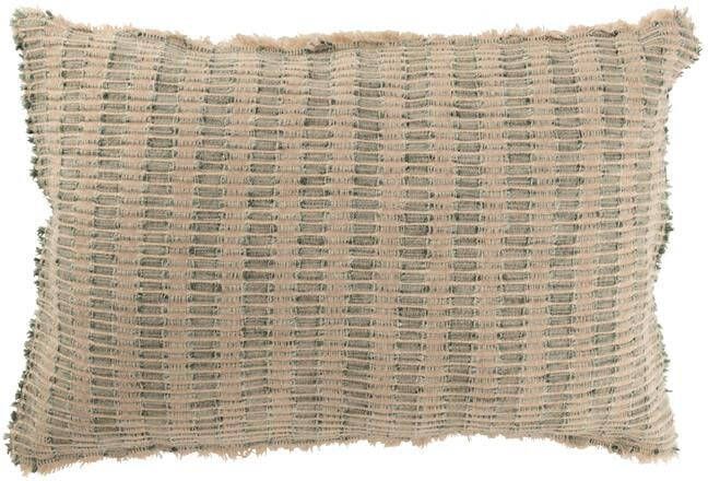 J-Line kussen Textuur katoen|linnen groen|beige