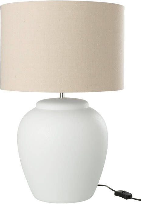 J-Line Lamp Meli + Kap Keramiek Linnen Wit Large 41x41x60cm