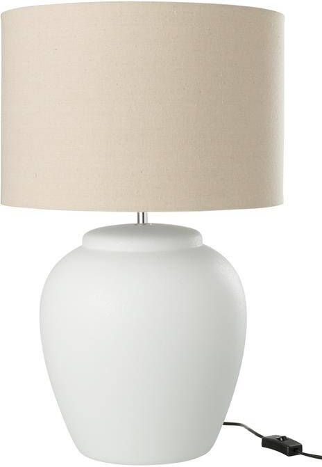 J-Line lamp Meli + kap keramiek|linnen wit large