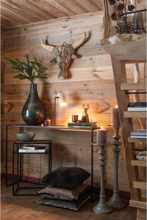 J-Line Muurdecoratie Stier Drijfhout Naturel Medium