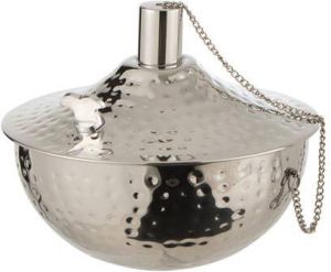 J-Line Olielamp Tafel Roma Gehamerd Stainless Steel Zilver