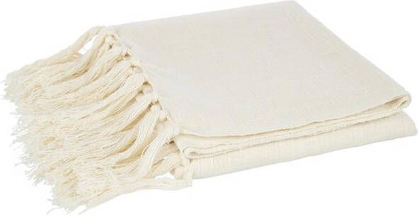 J-Line plaid Franjes katoen ecru 180 x 130 cm