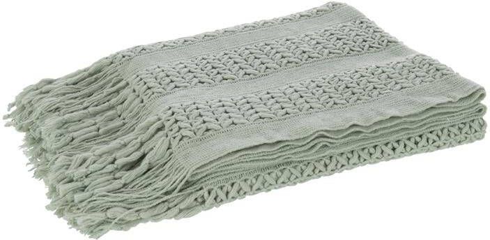 J-Line plaid gebreid polyester lichtgroen 160 x 130 cm