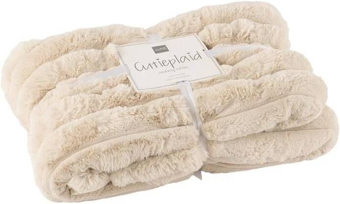 J-Line plaid Large Corduroy polyester beige 180 x 130 cm