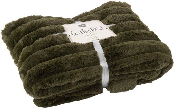 J-Line plaid Large Corduroy polyester donkergroen 180 x 130 cm