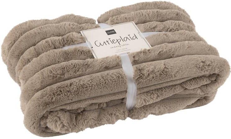 J-Line plaid Large Corduroy polyester taupe 180 x 130 cm
