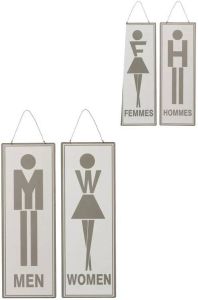 J-Line Plakkaat Toilet Engels|Frans Metaal Wit|Grijs Assortiment Van 2