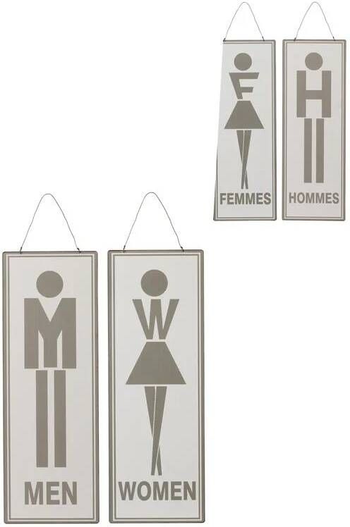 J-Line Plakkaat Toilet Engels|Frans Metaal Wit|Grijs Assortiment Va