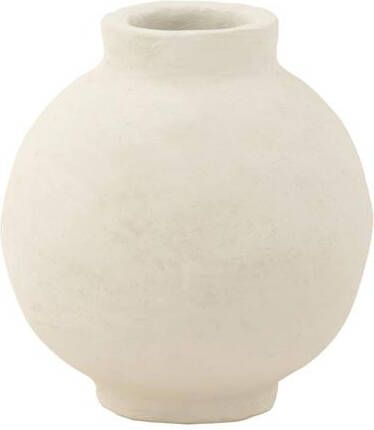 J-Line Pot Glad Sphere Papier Mache Wit 30x30x30cm