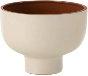J-Line Schaal Voet Terracotta Beige 16 cm hoog