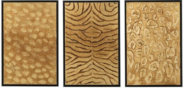 J-Line Schilderij Dierenprint Hout|Canvas Zwart|Goud Assortiment Va