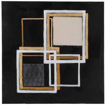 J-Line Schilderij Vierkant Canvas|Hout Zwart|Goud