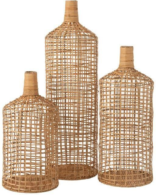 J-Line Set Van 3 Vaas Decoratie Bamboe Naturel 25x25x80cm