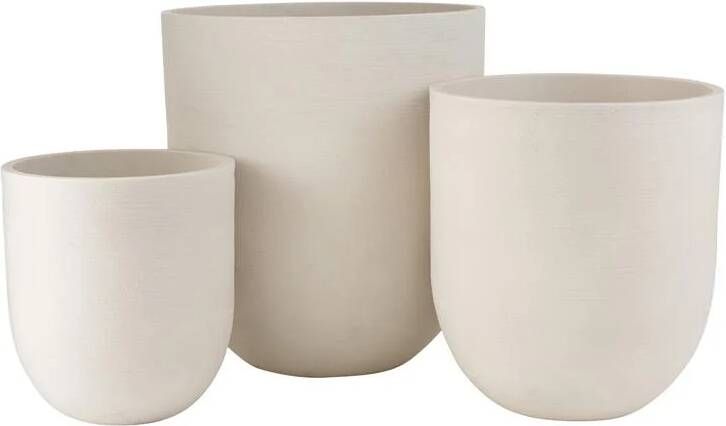 J-Line Set Van 3 Vaas Rond Keramiek Hoog Wit 55x55x61.5cm