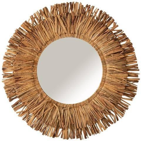J-Line spiegel Maurice Rond jute bruin large Ø 104 cm