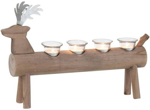 J-Line T-lichthouder | Hout | Bruin | 47x11x (h)29.5 Cm