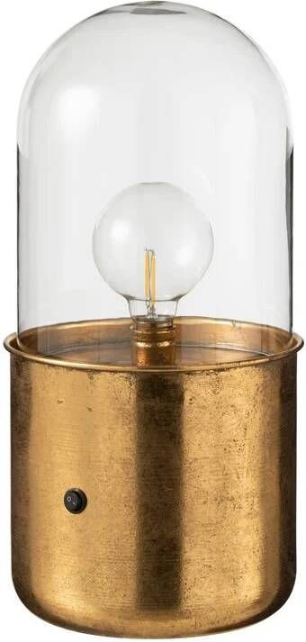 J-Line Tafellamp Antiek Led Glas|zink Goud Large 19.5x19.5x40cm
