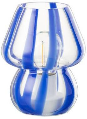J-Line Tafellamp Strepen Glas Transparant|Blauw Small
