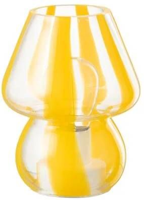 J-Line Tafellamp Strepen Glas Transparant|Geel Small
