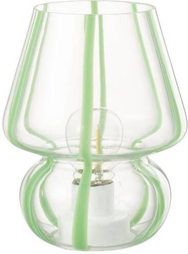 J-Line Tafellamp Strepen Glas Transparant|Groen Large