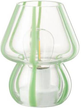 J-Line Tafellamp Strepen Glas Transparant|Groen Small