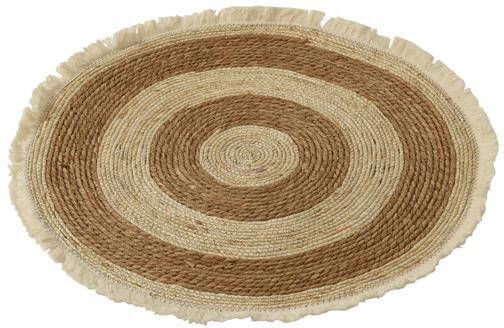 J-Line tapijt Kwastjesband vloerkleed jute beige|bruin small