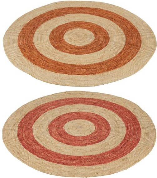 J-Line tapijt Rond Cirkels maïs oranje|rood large 2 stuks