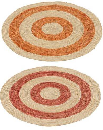 J-Line tapijt Rond Cirkels maïs oranje|rood medium 2 stuks