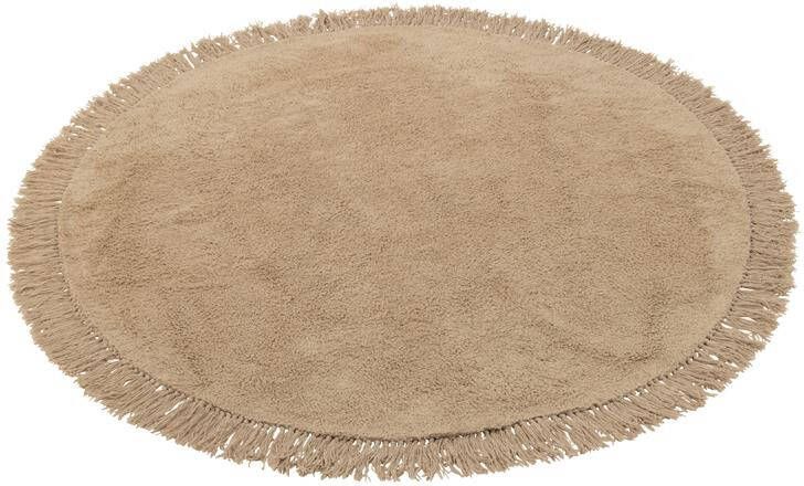 J-Line tapijt Rond + Franjes katoen beige