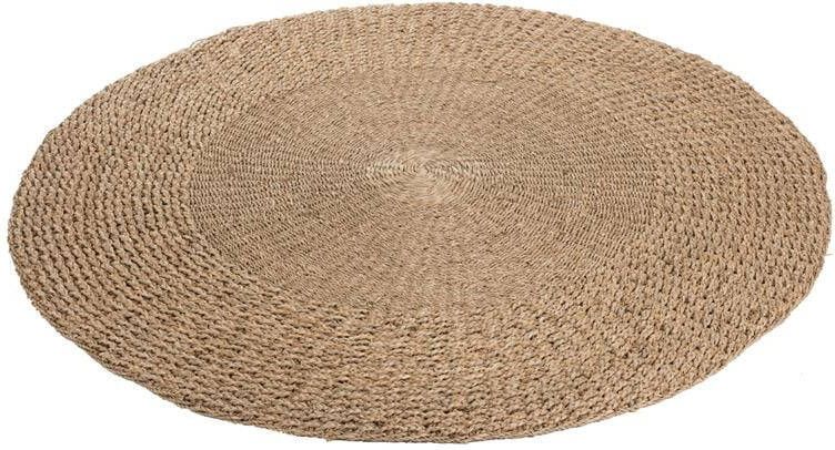 J-Line Tapijt Rond Gevlochten Zeegras Naturel 120x120x1cm