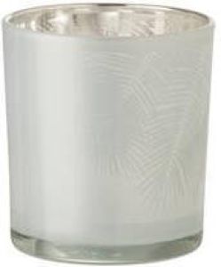 J-Line Theelichthouder Blad Glas Wit Small Set van 6