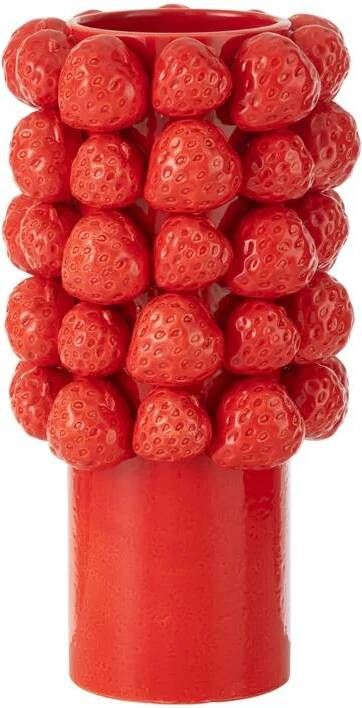 J-Line vaas Strawberries keramiek rood large 34.5 cm hoog