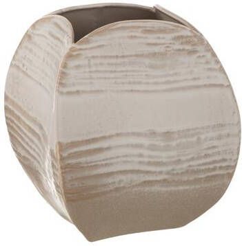 J-Line vaas Abstract Vierkant klei beige large Ø 22.5 cm