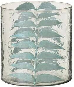 J-Line Vaas Blauw Blad Glas Small 15x15x16cm