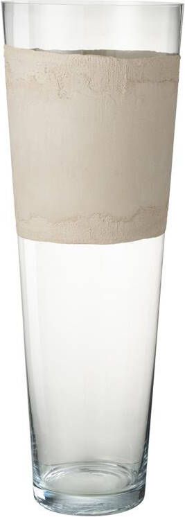 J-Line Vaas Delph Glas Transparant|Beige Extralarge